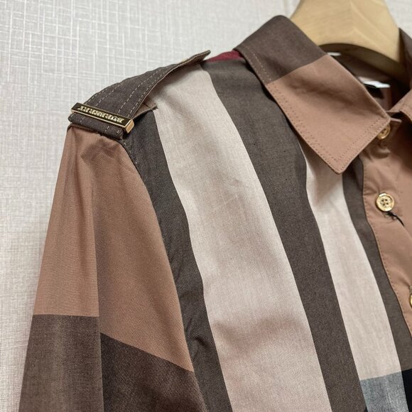 Burberry Plaid Print Knee-Length Dress - Brown Dresses - Picture 3 of 8